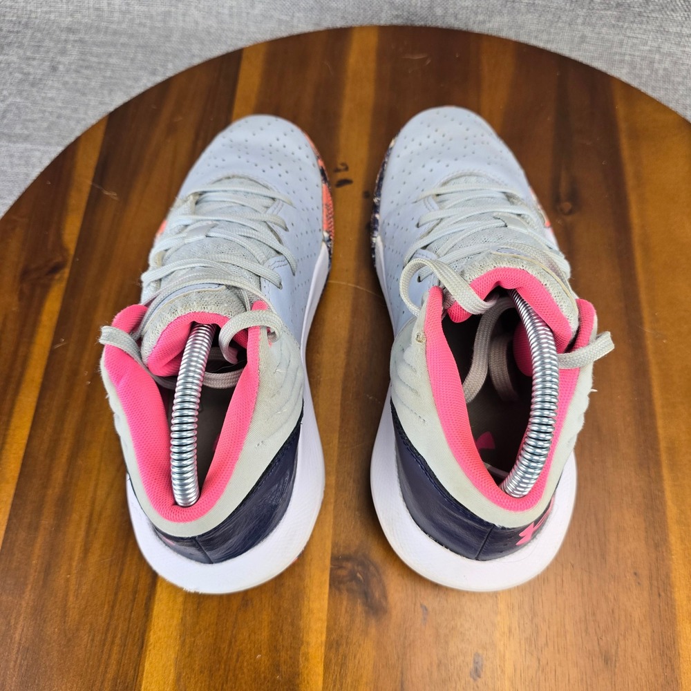 Under‎ Armour Kids Basketball Shoes Gray Pink Youth Size 5.5Y Sneakers - Picture 8 of 14